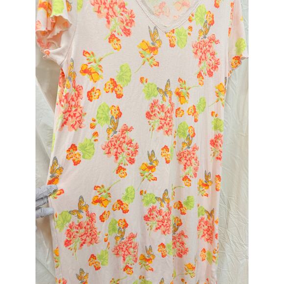 Cuddledown Jesi Ribbed Night Gown Made in Peru Large Floral Cottagecore - Picture 5 of 5